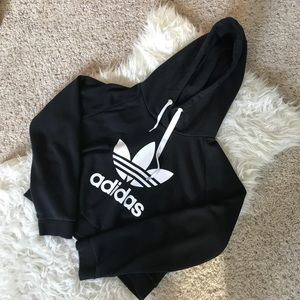 Adidas black cropped hoodie (size M)